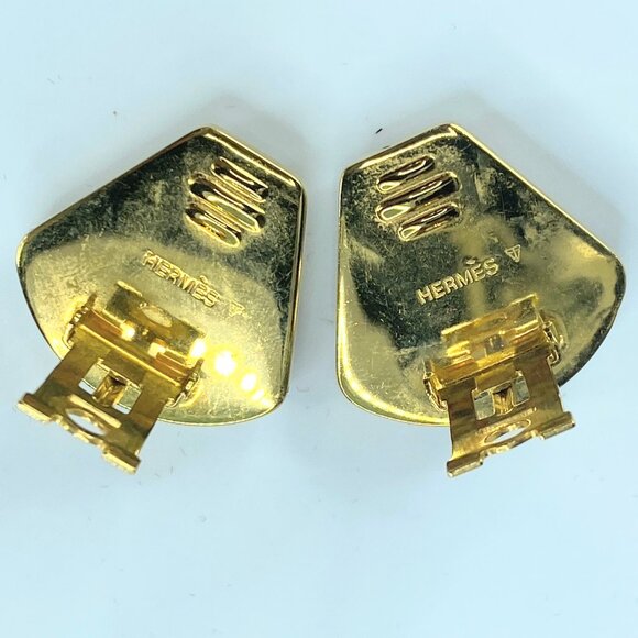 Vintage Hermès Boucles d'oreilles Emile Lion Email ceramic earrings GS316 - Picture 6 of 7